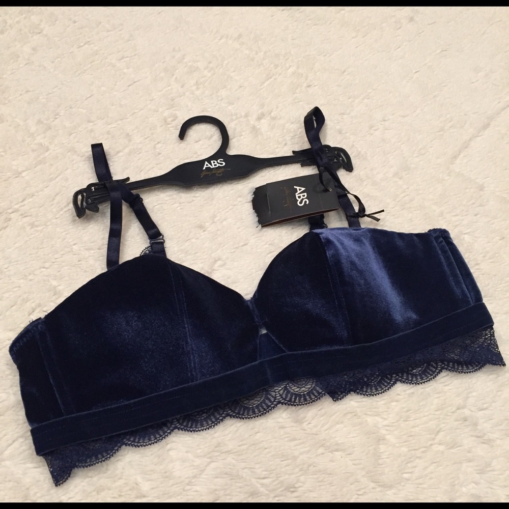 ABS Gatsby velvet lace trim padded bralette - Picture 5 of 8